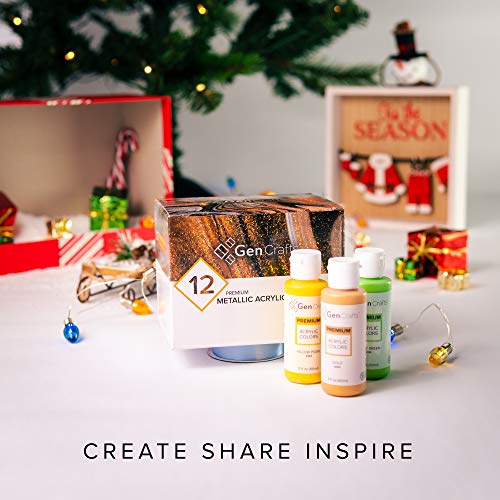Metallic Acrylic Pouring Paint Set of 12 Metallic Colors - Pre-Mixed High Flow &#x26; Ready to Pour - 2 oz./59 ml Bottles - Multi-Purpose Paints for Canvas &#x26; Paper, Rocks, Wood