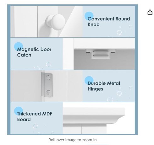 Bathroom Medicine Cabinet with Mirror and Wall Storage Hanging Bathroom Wall Cabinet with 5-Position Adjustable Shelf for Living Room Bedroom Entryway (White)