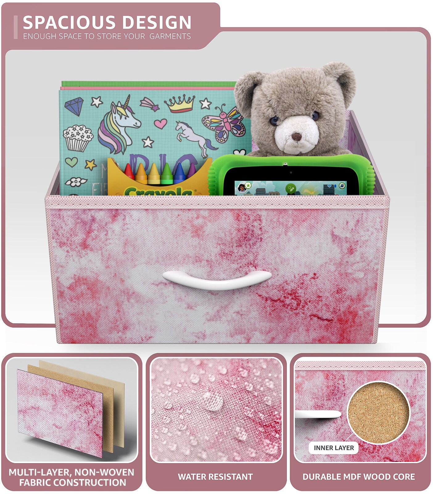 Sorbus Nightstand 2-Drawer Shelf Storage - Bedside Furniture & End Table Chest Dresser with Steel Frame, Wood Top & Easy Pull Fabric Bins for Home, Bedroom, Closets, Bathroom, Office & College Dorm