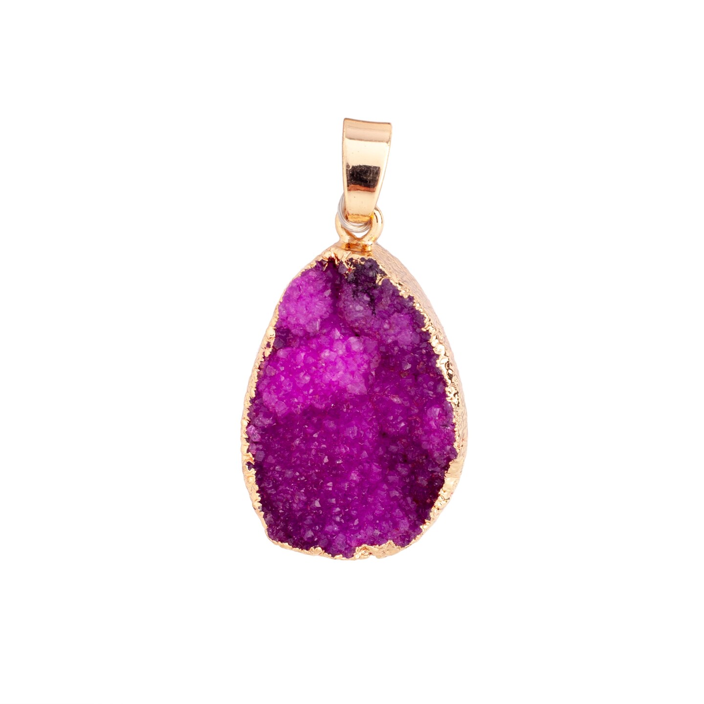 Earth's Jewel 21mm Fuchsia Semi-Precious Agate Teardrop Pendant