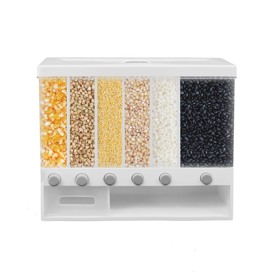 6 Grids Wall Mounted Rice Grain Dry Food Storage Container