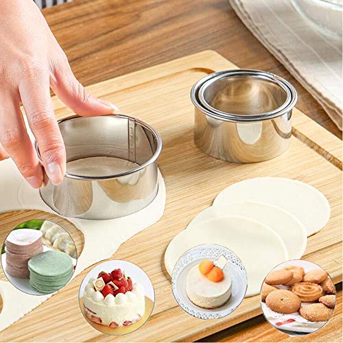 3 Pieces Cookie Cutters - Biscuit Cutters/Stainless Steel Dumpling Cutters/Cake Pastry Cutters/Cake Cookie Scone Cutters Molds stamps for Cooking Baking Round Edge)