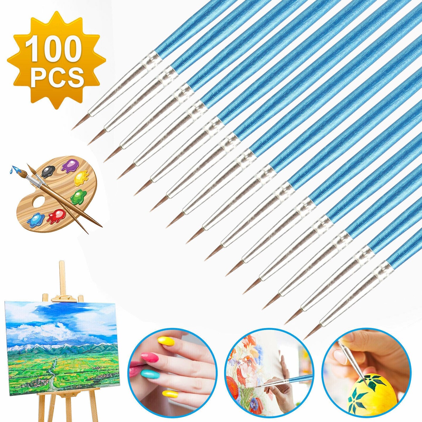 100Pcs Micro Detail Painting Brush Set for Drawing and Watercolor Art