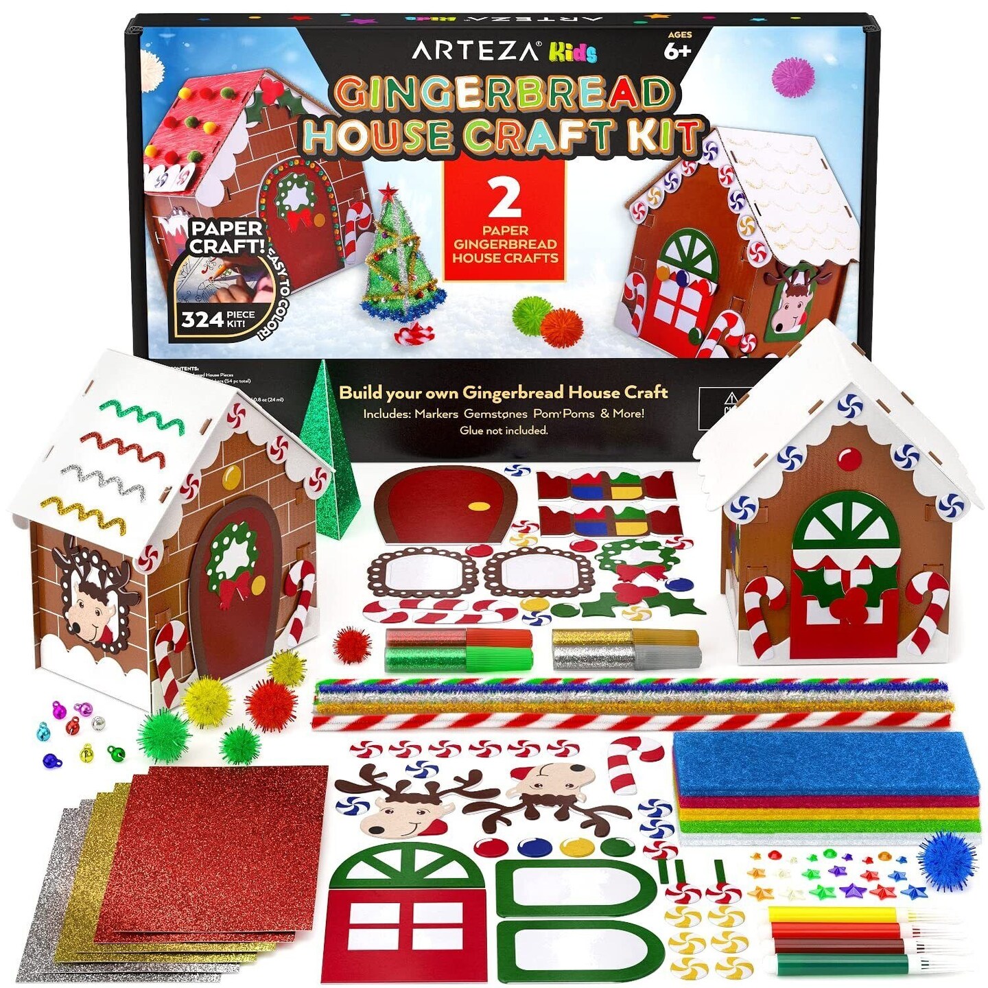 Set of 2 Kids' 3D Paper Gingerbread House Kits | Michaels