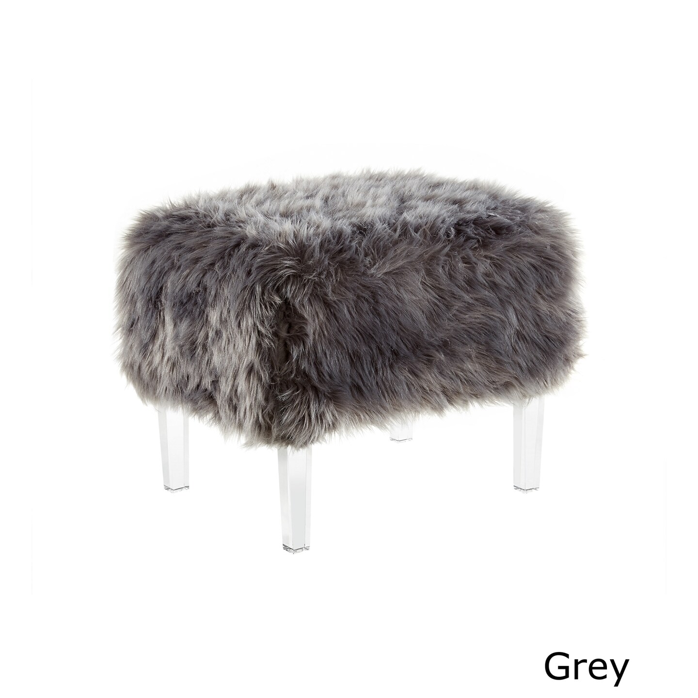 Zelina Luxe Faux Fur Acrylic Leg Ottoman