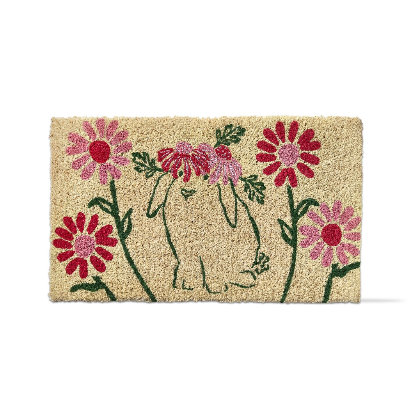 1'6" x 2'6" Easter Bunny in Field of Red Pink Flowers Rectangle Indoor