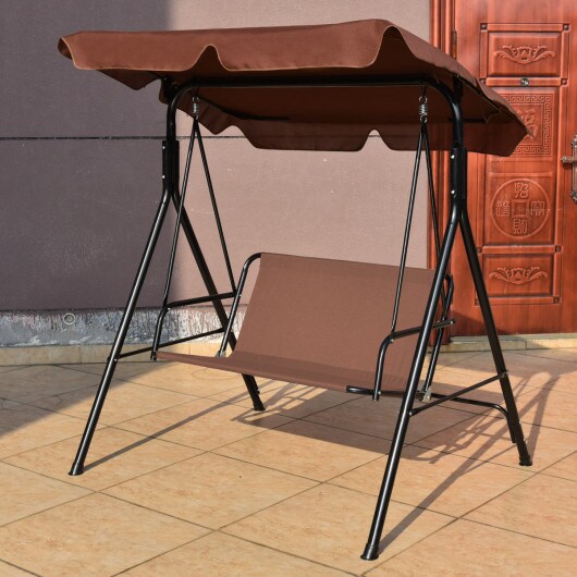 2-Seat Outdoor Swing Chair with Canopy, Cushions, Steel Frame, 440 lbs Capacity