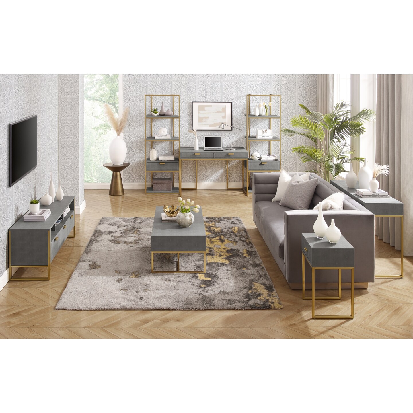 Landan Faux Shagreen End Table