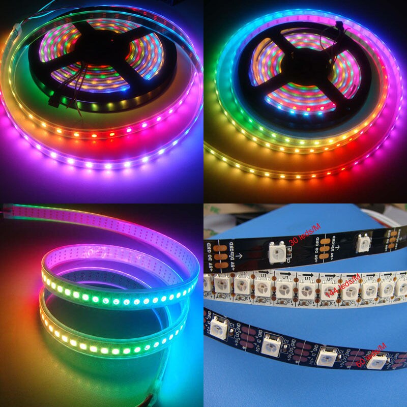 WS2812B 5V 5050 RGB LED Strip 1-5M 30 60 144 150 300 Leds Individual