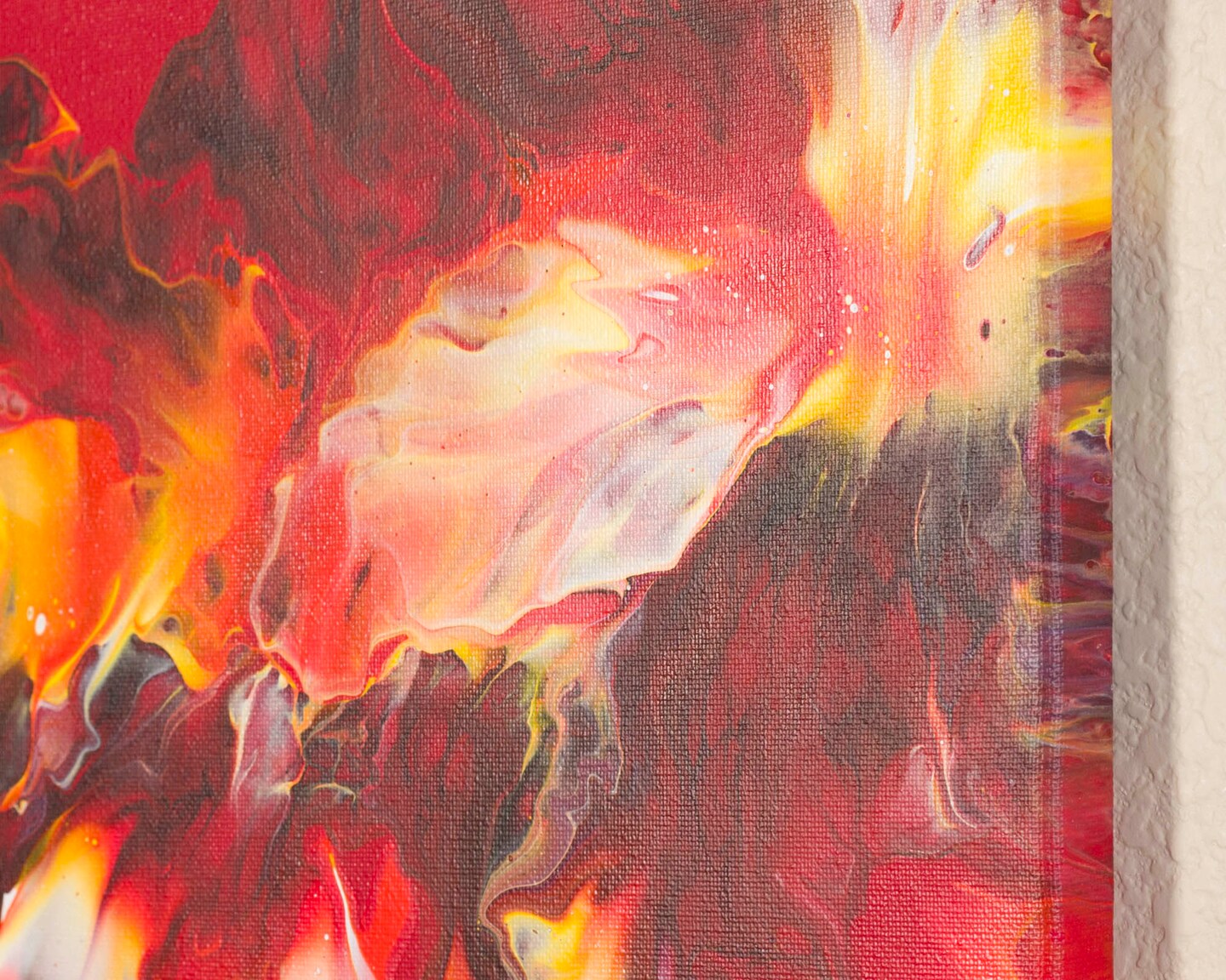 Fire acrylic painting on canvas. Fluid art. Original buy