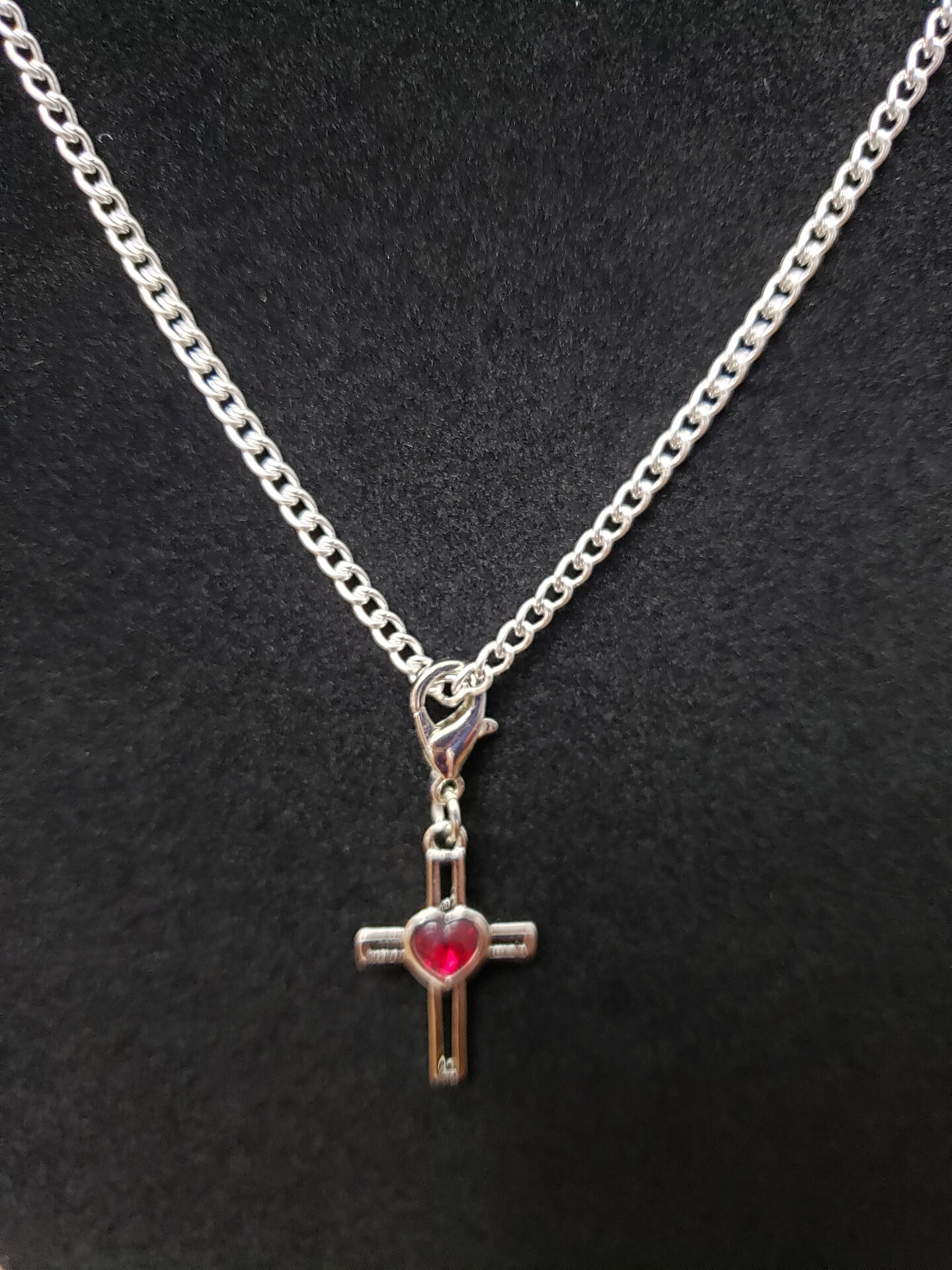 Sterling Silver Heart & Cross Necklace
