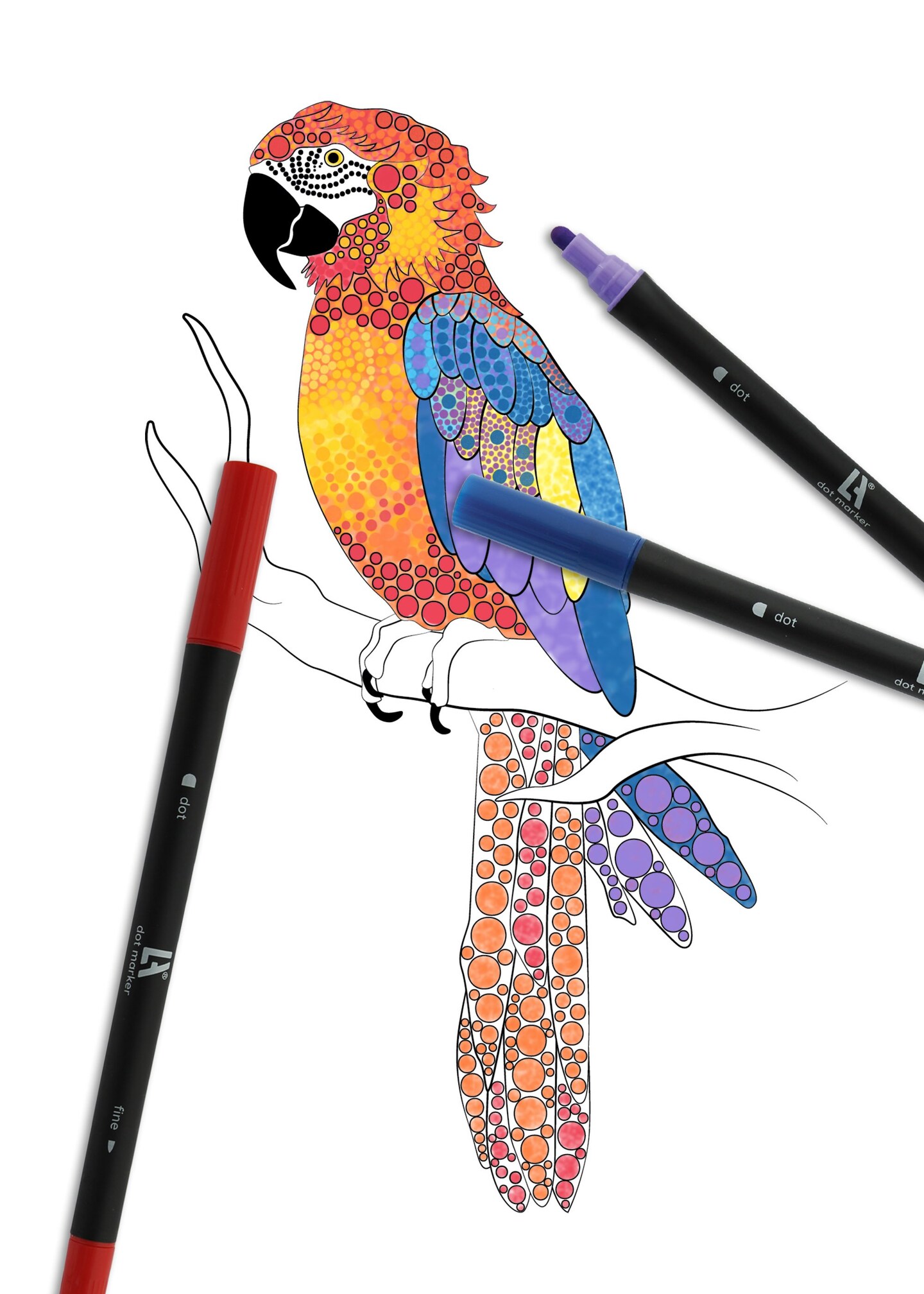 Leisure Arts Dot Art Color Book 5x7 Animal Coloring Kit