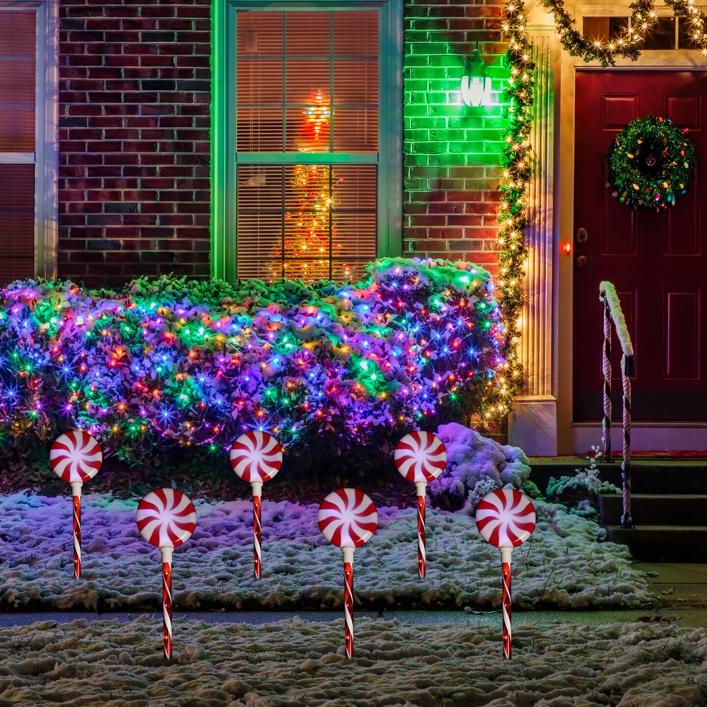 Northlight LED Lighted Peppermint Swirl Candy Christmas Pathway Markers - Warm White Lights - 26&#x22; - 3ct