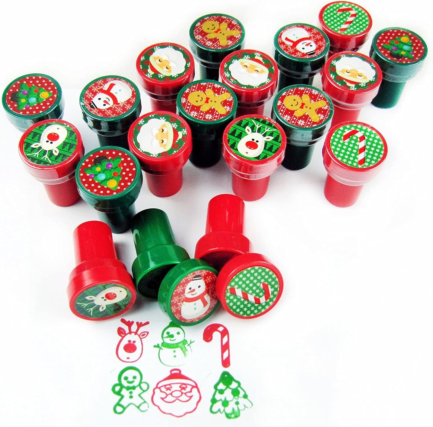 Tiny Mills 24 Pcs Christmas Holidays Stampers for Kids Party Favors, Christmas Stocking Stuffers