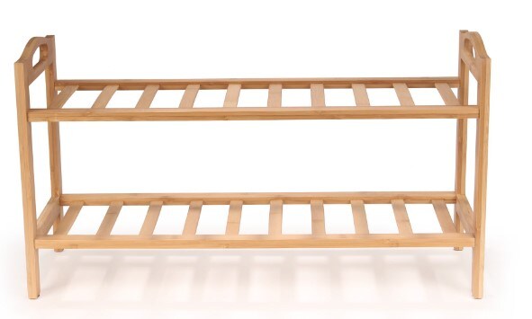 2-Tier Bamboo Wood Shoe Rack, Natural Finish, for Entryway or Doorway - 2 Racks