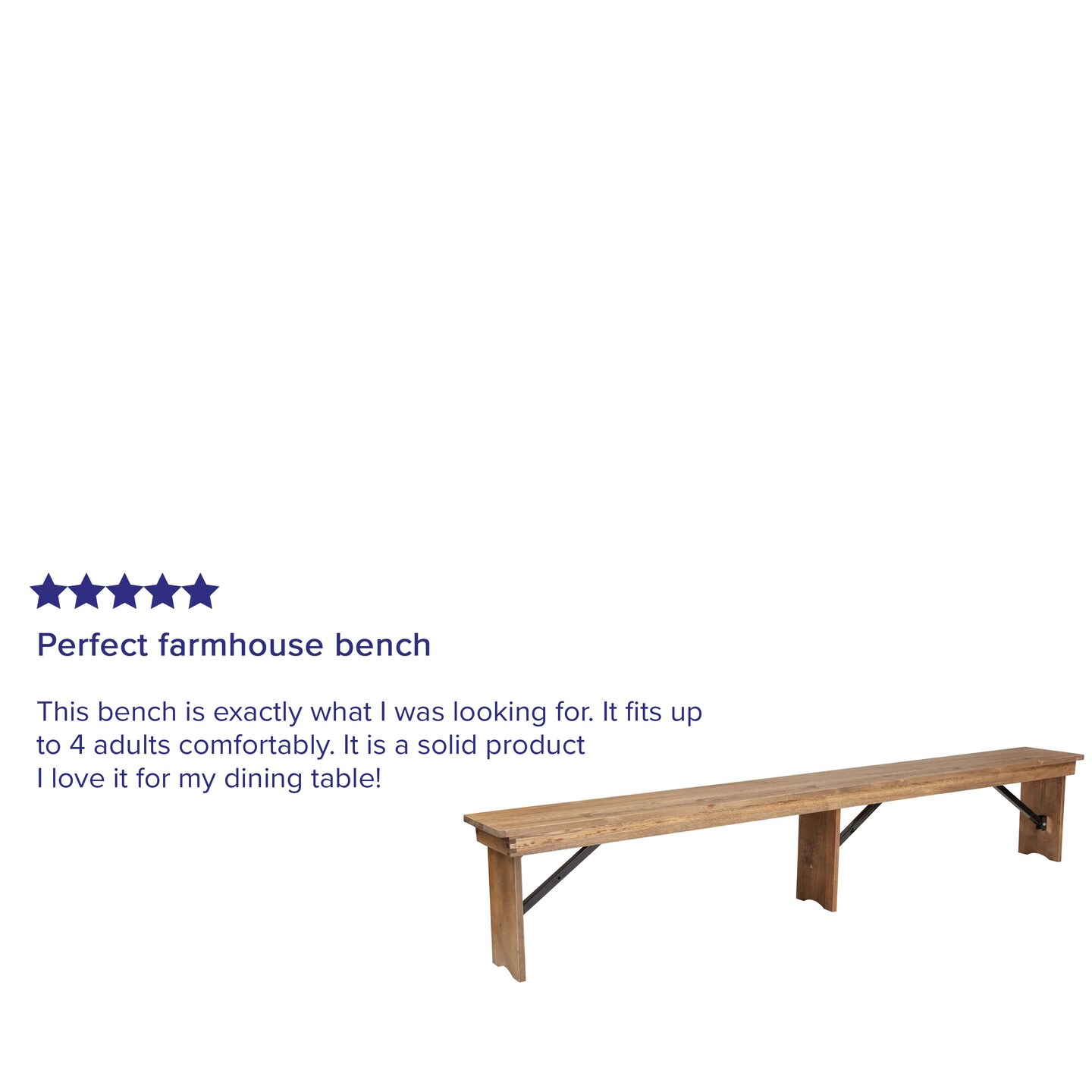 Emma and Oliver 8&#x27; x 12&#x22; Antique Rustic Solid Pine Folding Farm Bench - Portable Bench