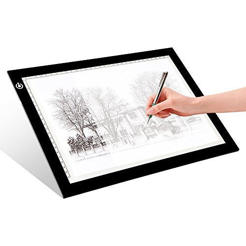 Fanglingtech A4 Tracing Pad LED Light Board Artists Light Boxes, Portable Ultra-Thin Adjustable USB Power Artcraft LED Trace Light Pad for Drawing