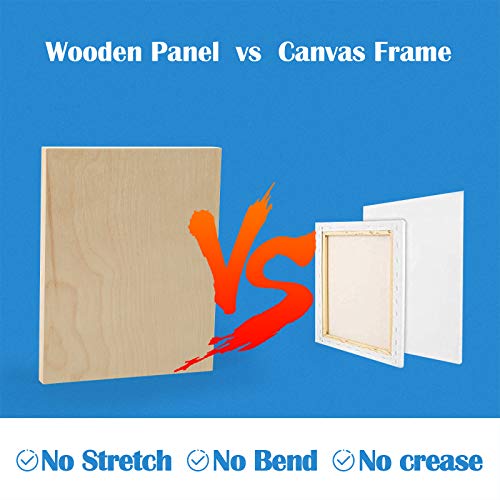 Unfinished Birch Wood Canvas Panels Kit, Falling in Art 4 Pack of 8x10''  Studio 3/4'' Deep Cradle Boards for Pouring Art, Crafts, Painting and More