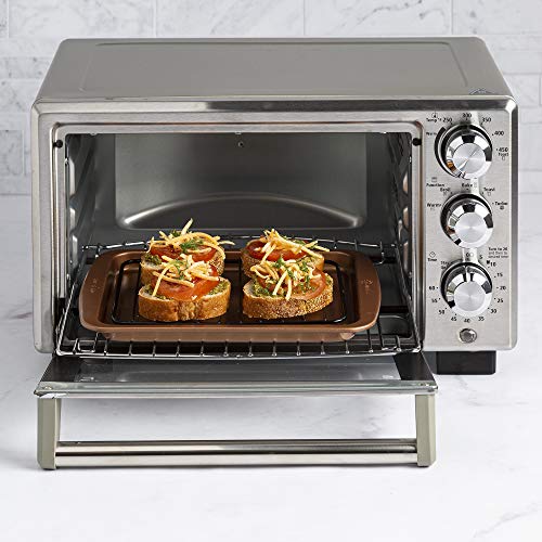 4 Pieces Non-Stick Toaster Oven Bakeware Set , Carbon Steel, Easy to Clean and Perfect for Single Servings, Copper