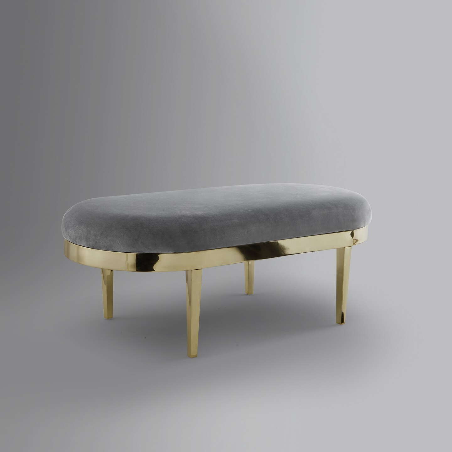 Alia Velvet/PU Leather Metal Bench