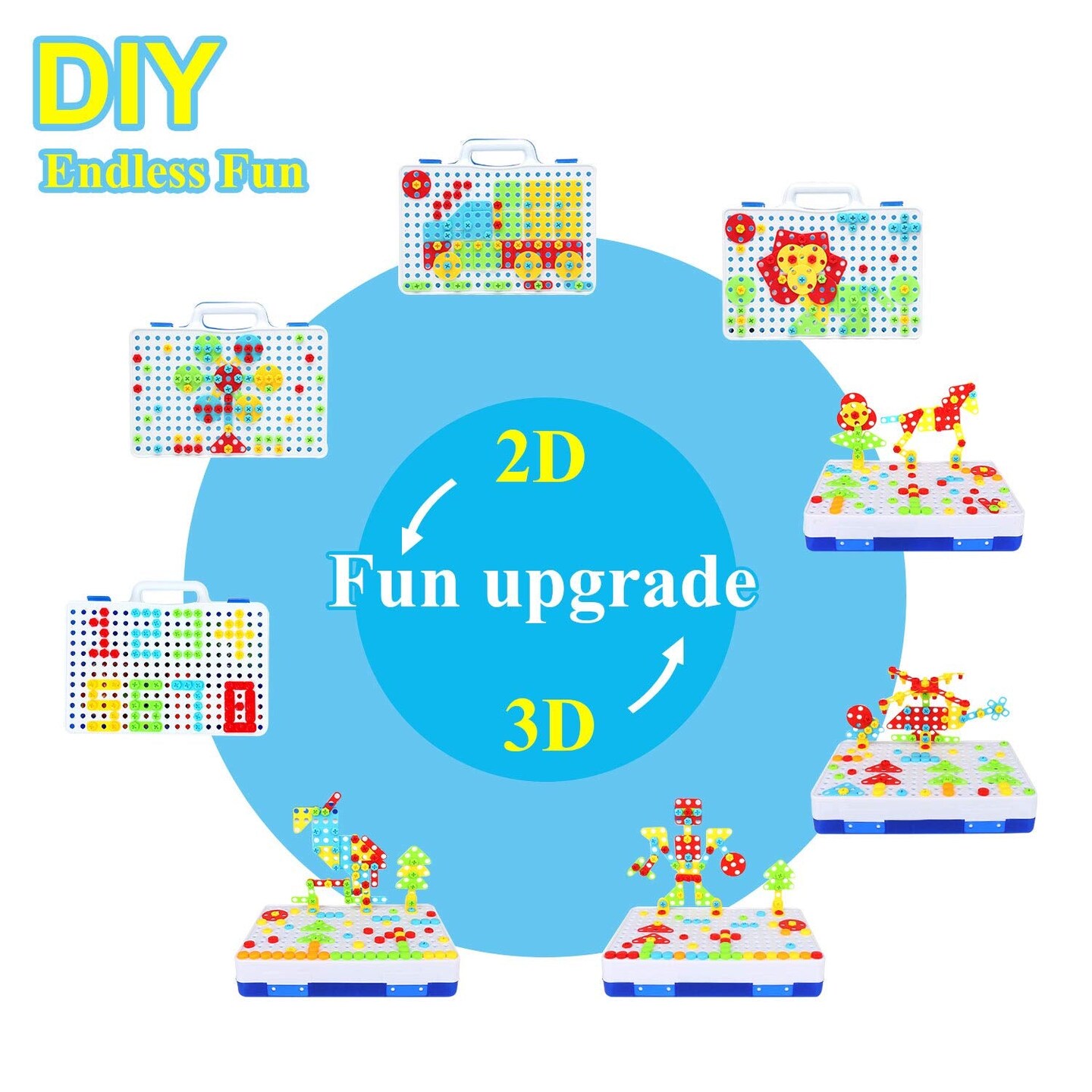STEM Toys for 3 4 5 6 year old,Design and Drill Toy for Kid,Construction Games with Toy Drill,Creative Engineering Building Kits,Kid Tool Set for Toddler Preschool,Educational Toys for Boy and Girl