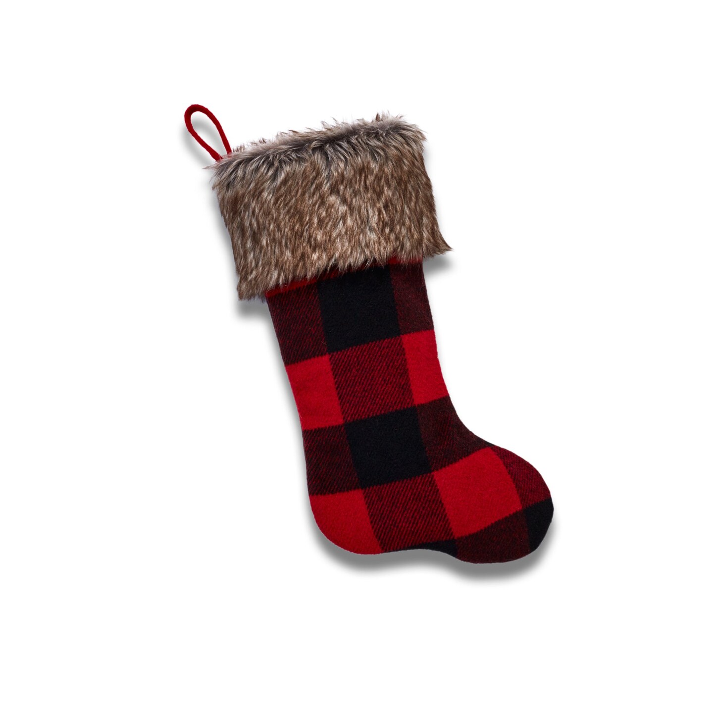 Cabin Blanket Stocking in Red and Black