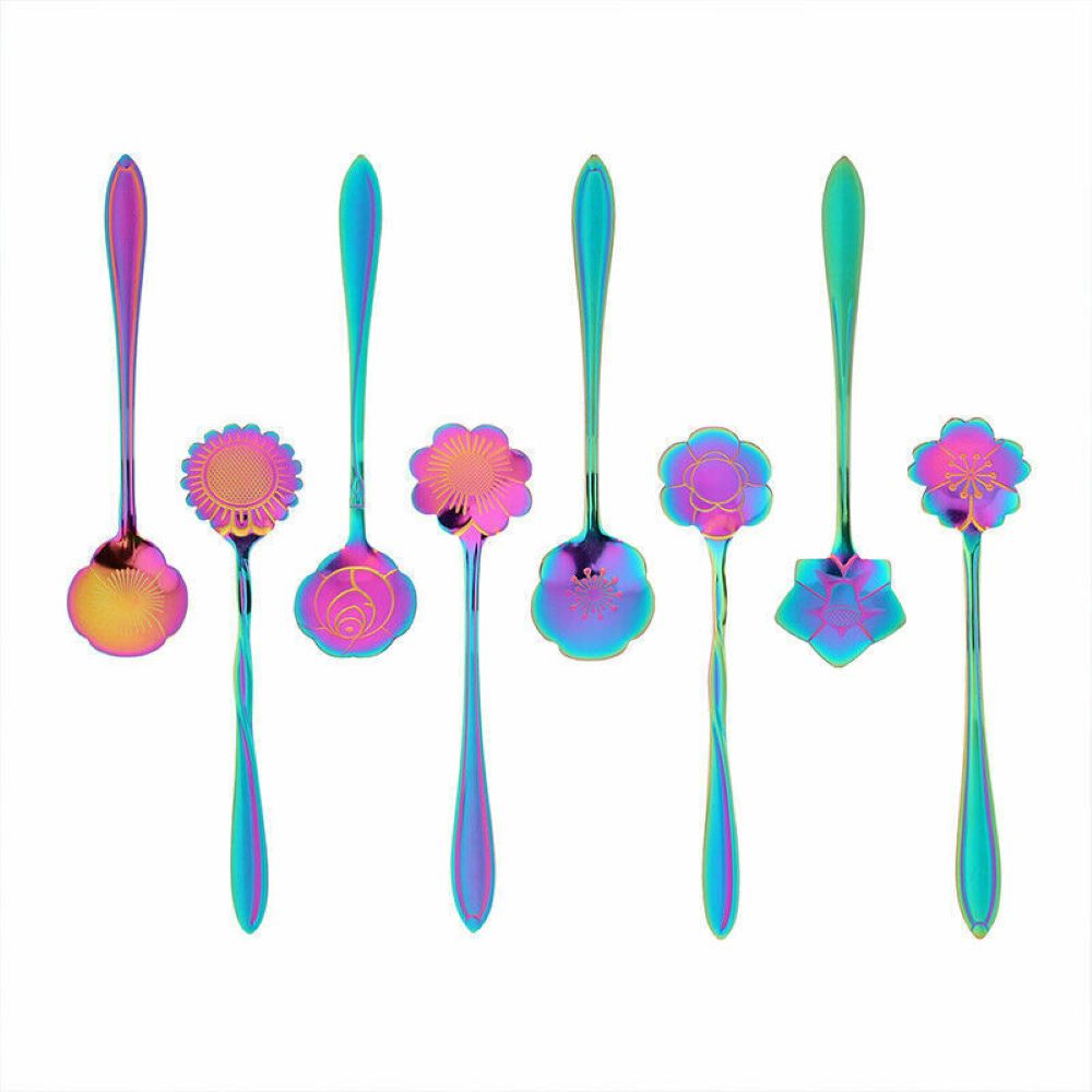 Kitcheniva Magic Floral Stainless Steel Tableware Coffee Spoon Set 8 Pcs