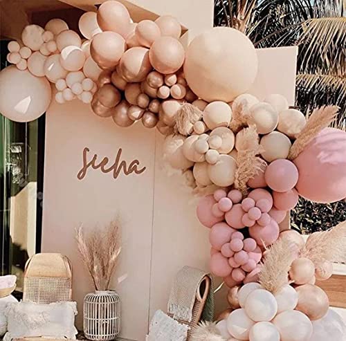 141 Pieces Balloon Arch Garland Kit,Blush Nude Apricot Party Balloons Decoration Set for Retro Boho Wedding Baby Shower Bridal Engagement Anniversary Graduation Birthday Decorations