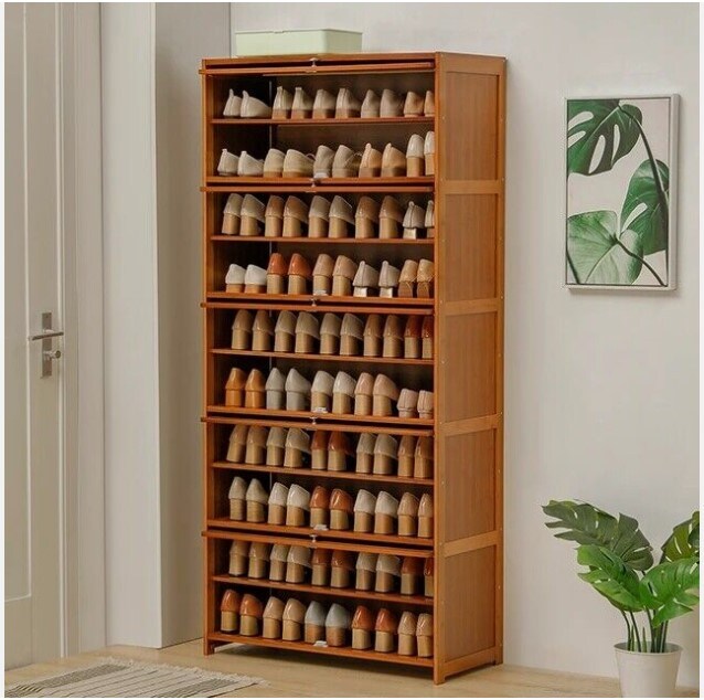 10-Tier Shoe Rack Cabinet Wooden Shelf Stand Storage Book Shelf Bamboo&#xA0;Organizer