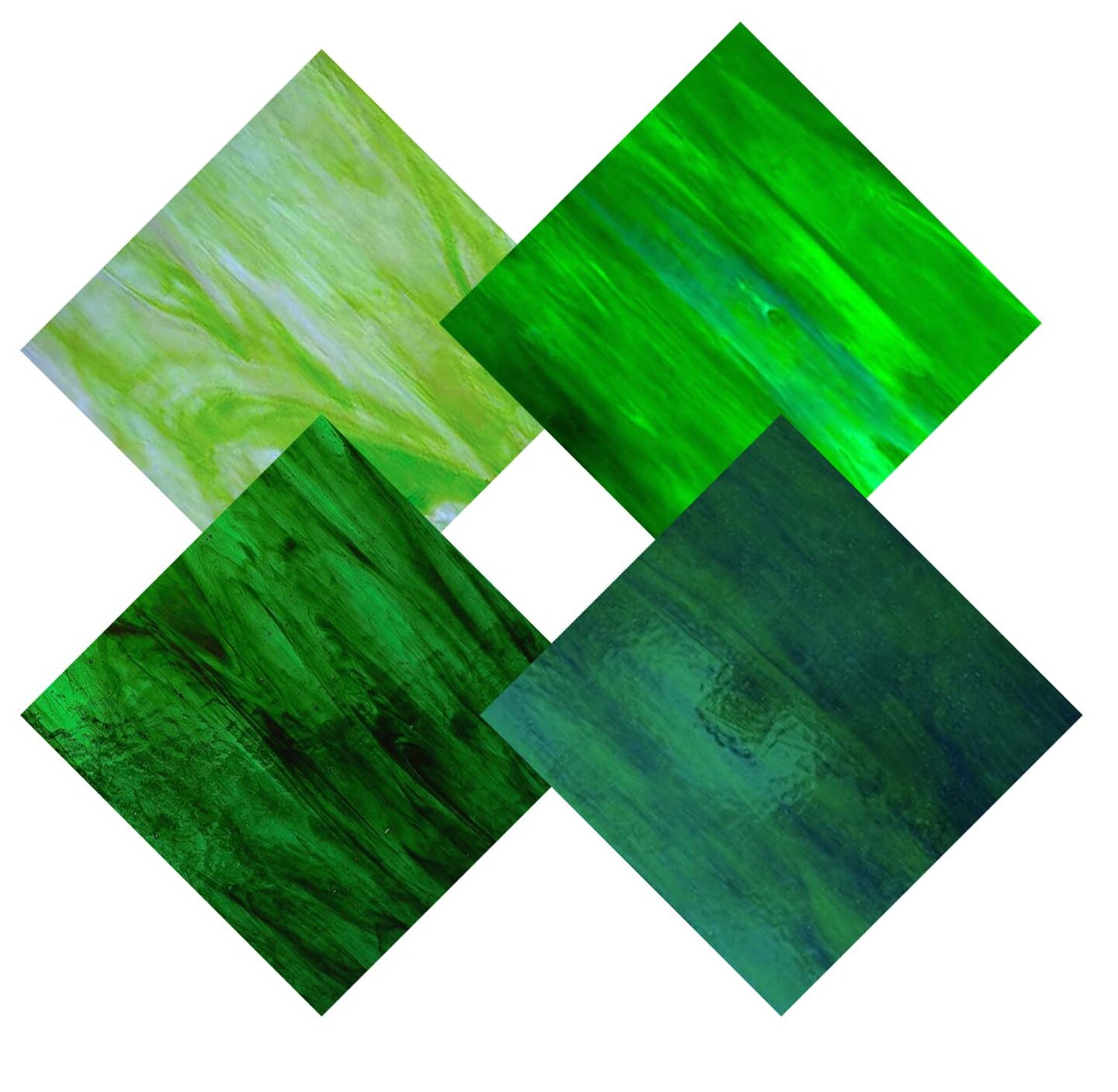 Wissmach 4 Sheet Variety Stained Glass, Green