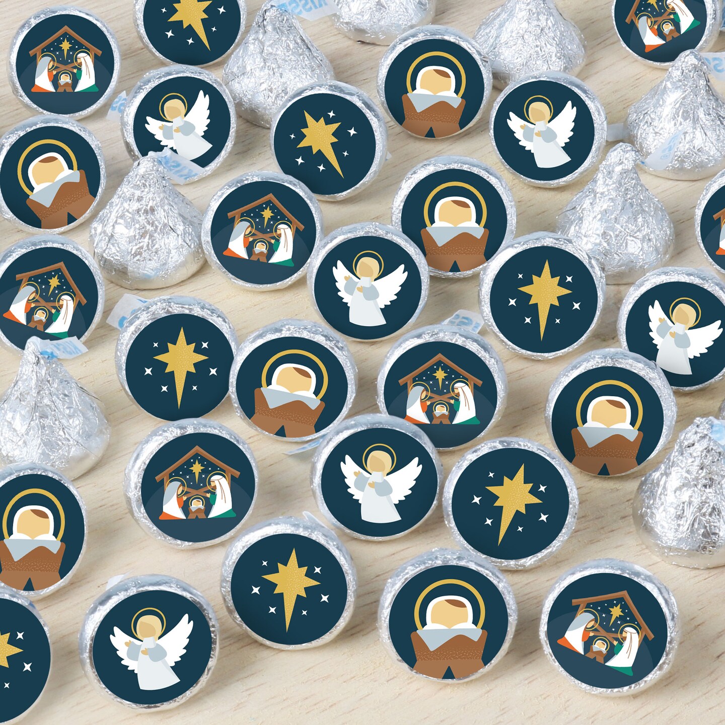 Big Dot of Happiness Holy Nativity - Manger Scene Religious Christmas Small Round Candy Stickers - Party Favor Labels - 324 Count