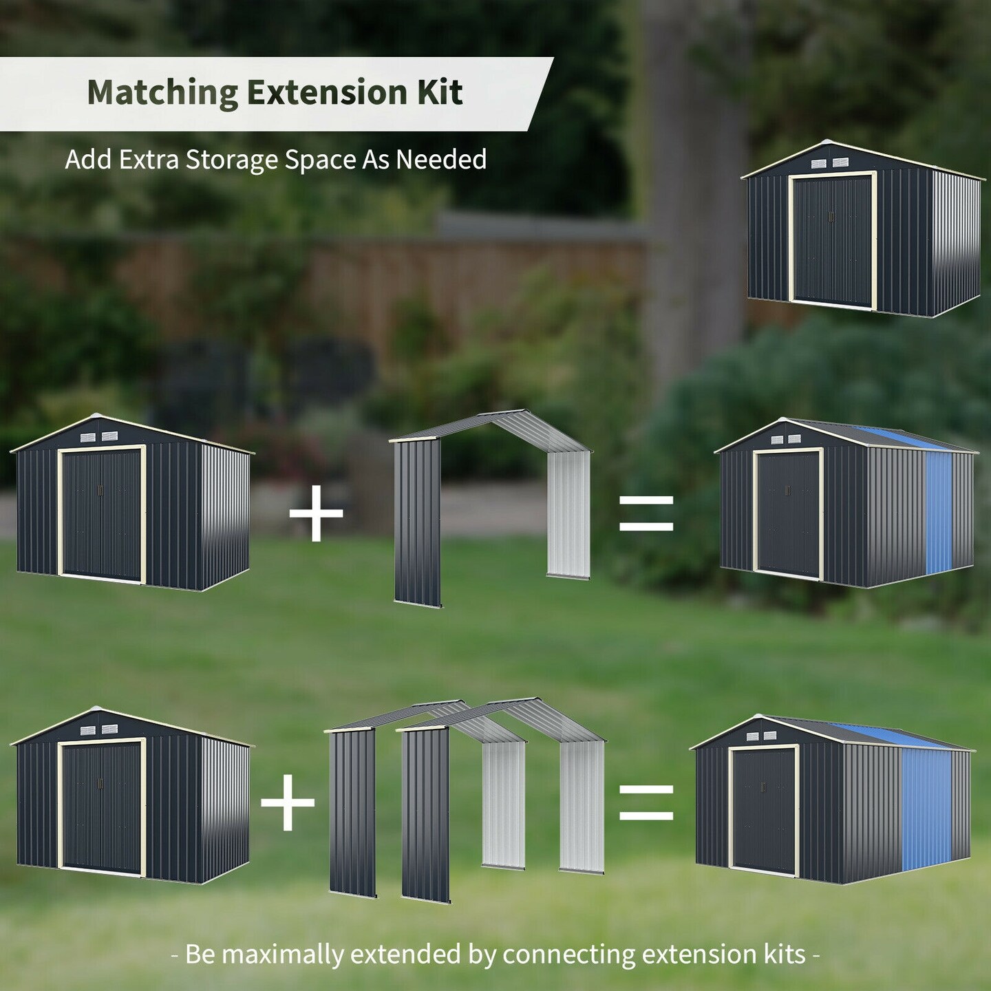 Outdoor Storage Shed Extension Kit-grey