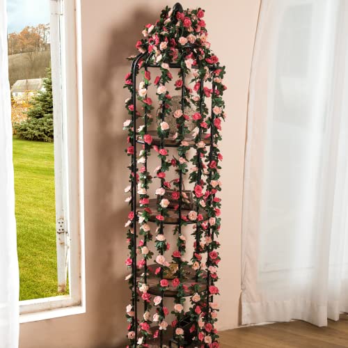 MARTINE MALL Flower Garland Rose Vines, 5 Strands 41Ft Flowers Vines for Bedroom, Rose Flower Garland Decoration, Pink Rose Floral Garland for Room Table Birthday Wedding Party Garden Wall Decor