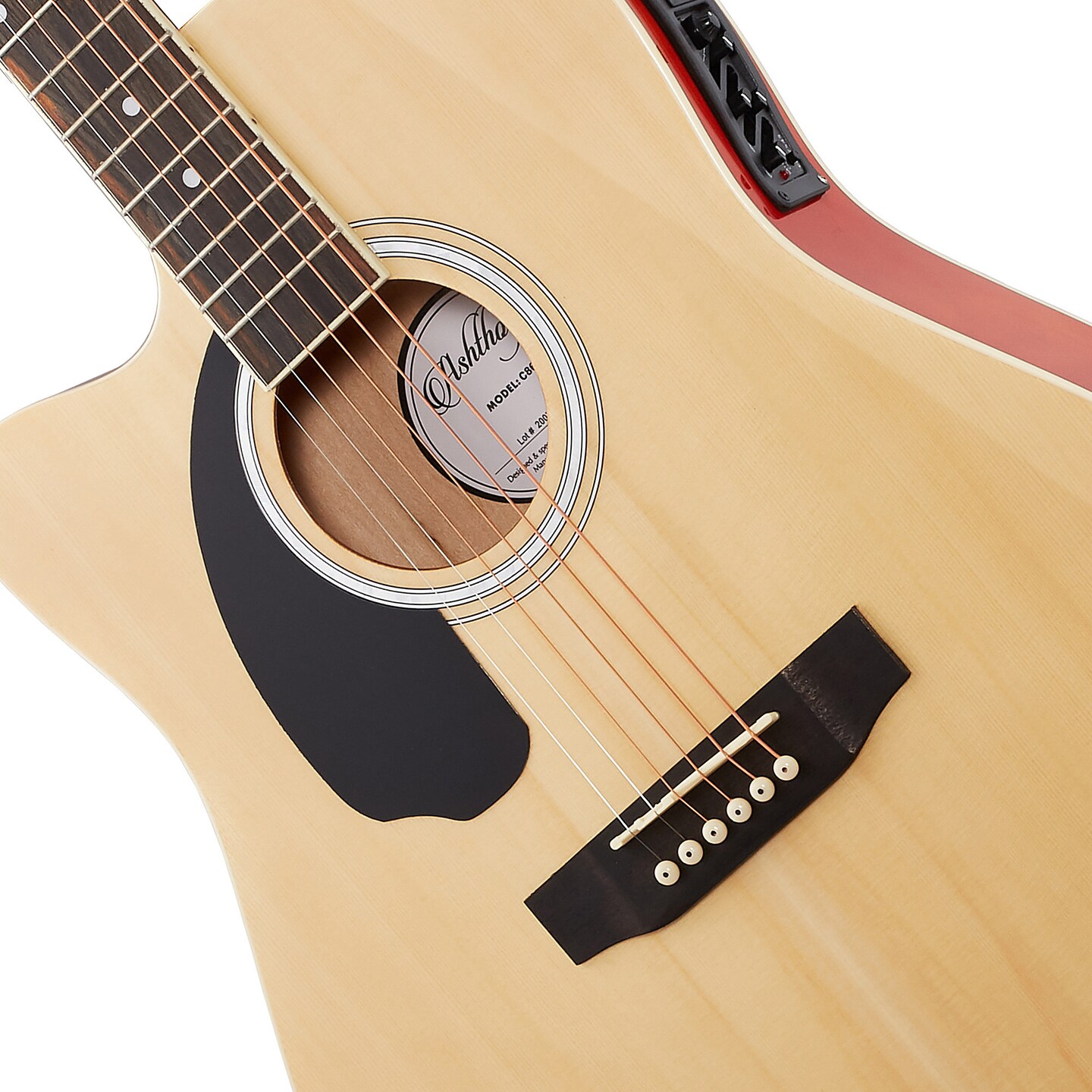 Ashthorpe Left Handed Full-Size Thinline Cutaway Acoustic Electric Guitar Package with 10 Watt Amp