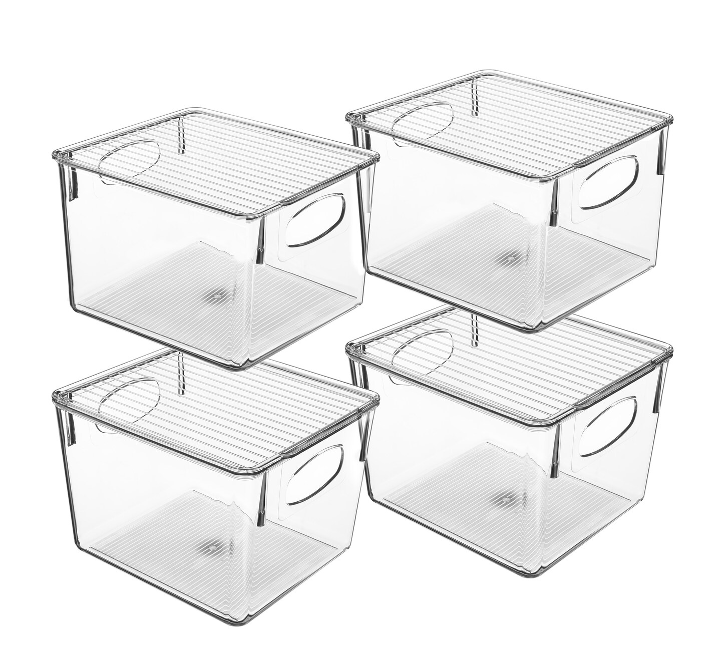Sorbus Medium Plastic Storage Bins with Lids - for Kitchen Organization, Pantry Organizers and Storage, Fridge Organizer, Cabinet Organizer, Refrigerator Organizer Bins - Clear Storage Bins (4 pack)
