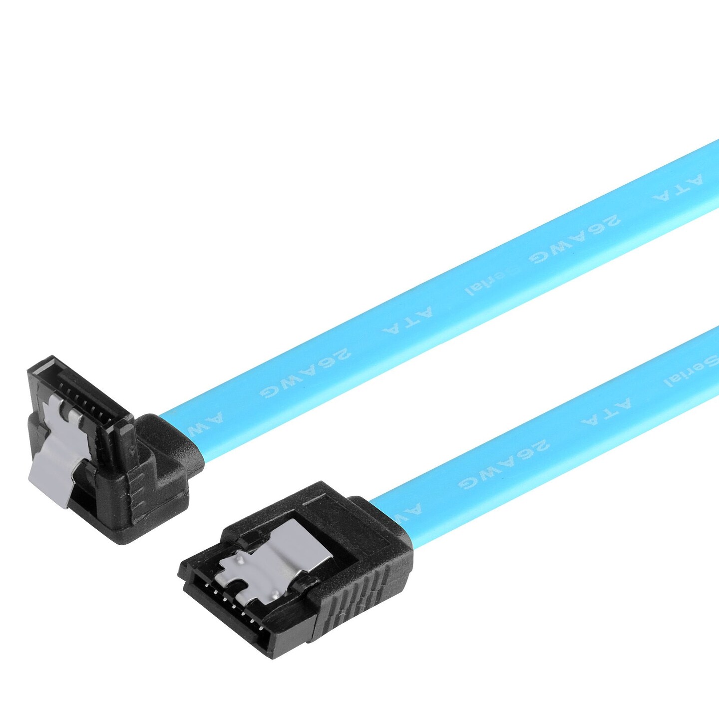 Insten 1.5FT 46CM SATA 3.0 III SATA3 SATAIII High Speed 6GB/s Data Cable Right Angle 90 Degree Cord Blue