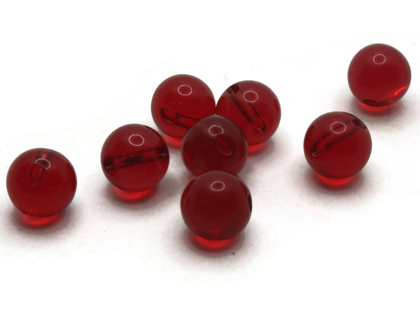 8 12mm 1/2 Inch Clear Red Vintage Lucite Ball Buttons