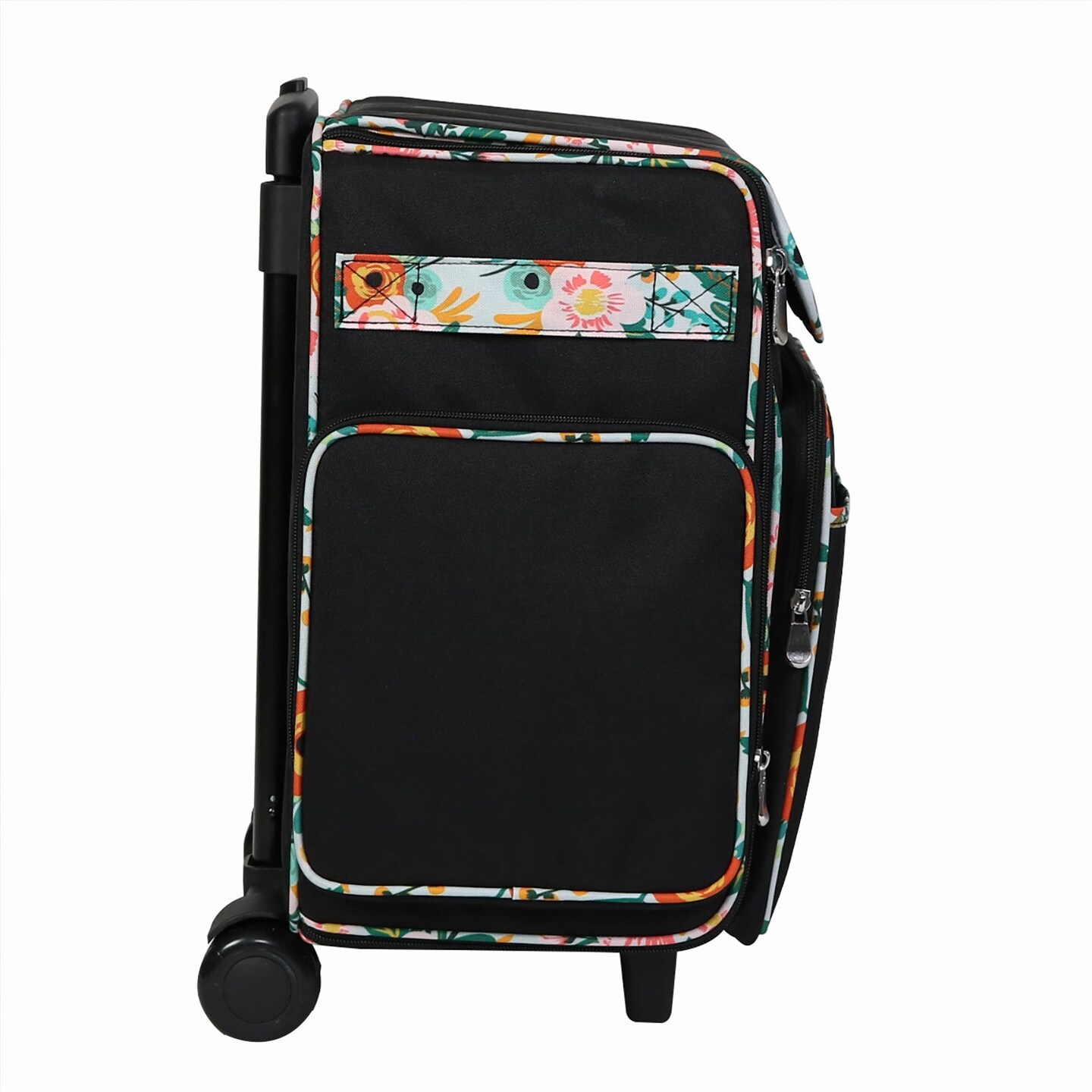 Collapsible Rolling Scrapbook & Featherweight Case, Black & Floral