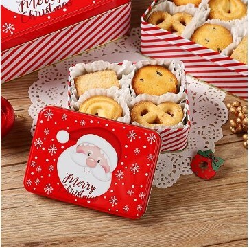 Cookie Tins Square Storage Tins for Christmas Gift Giving, 3 Pack - Large, Medium, and Small Sizes