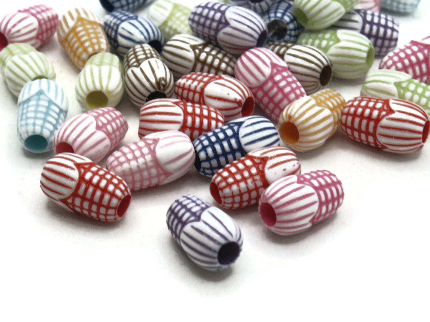 40 15mm Mixed Color Large Hole Multi-color Plastic Corn Beads