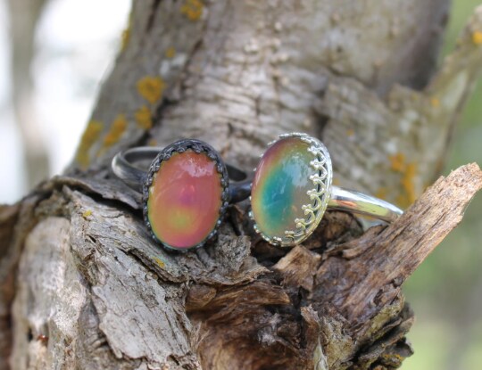 Mood Ring in Sterling Silver, Color Changing Ring 