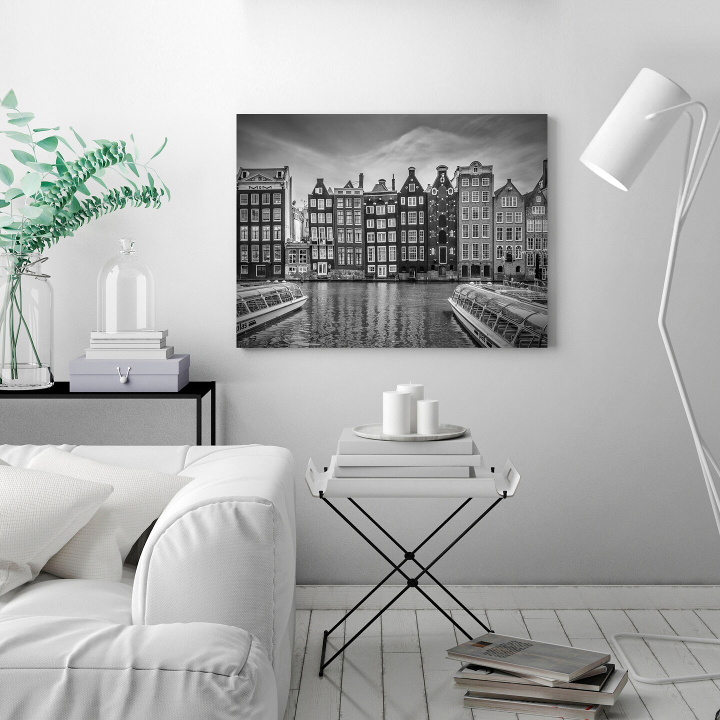 Amsterdam Damrak And Dancing Houses by Melanie Viola  Gallery Wrapped Canvas - Americanflat