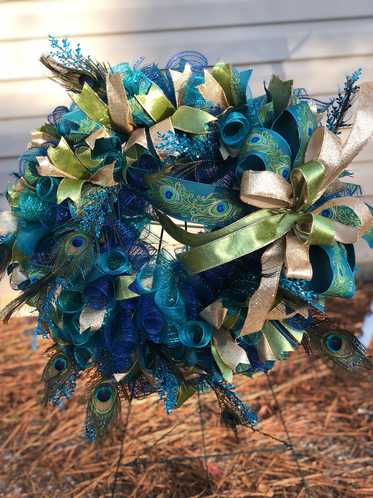 Peacock Wreath with Gold Om