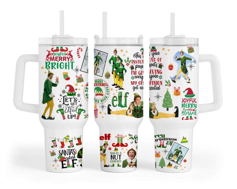 Custom Christmas Elf Tumbler with Straw, Personalized Name Holiday Tumbler,  Christmas Travel Mug, Elf On The Shelf Tumbler, Christmas Cup