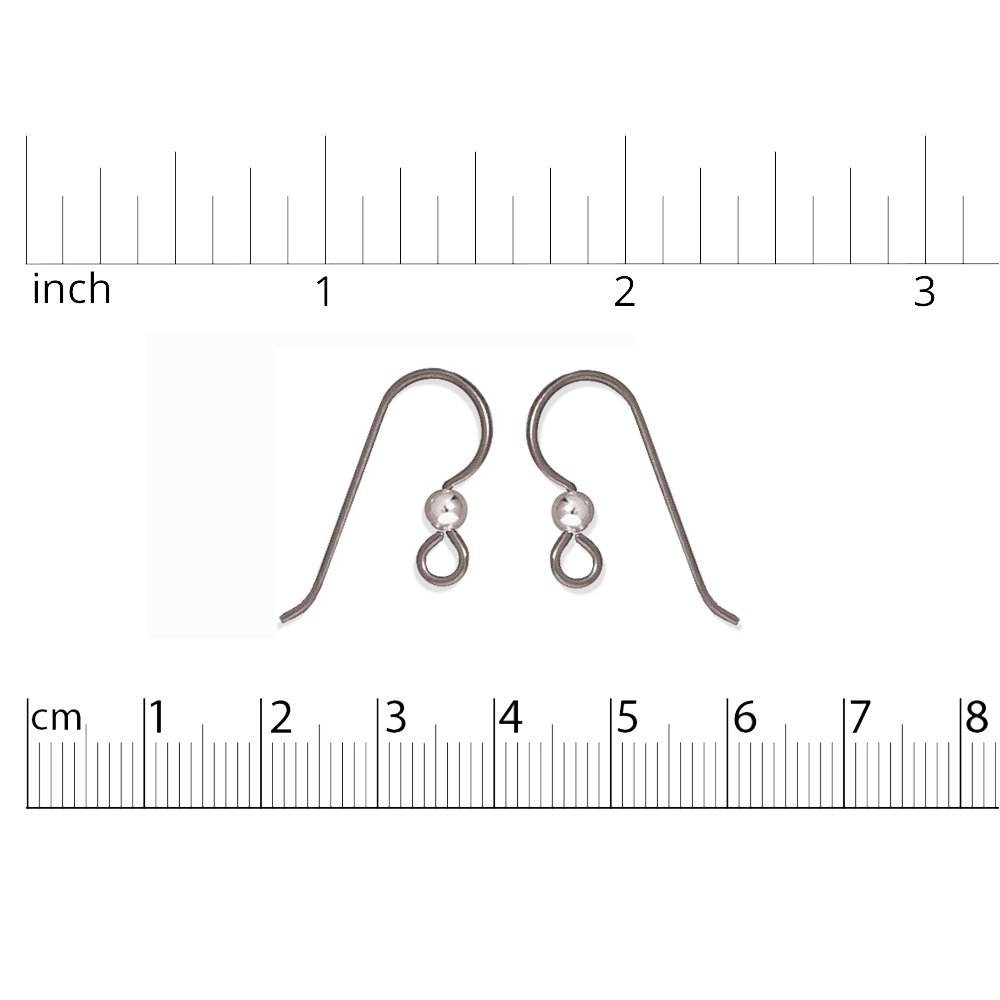 TierraCast Niobium Earring Wires with 3mm Sterling Silver Bead Grey (1 Pair of Earrings)
