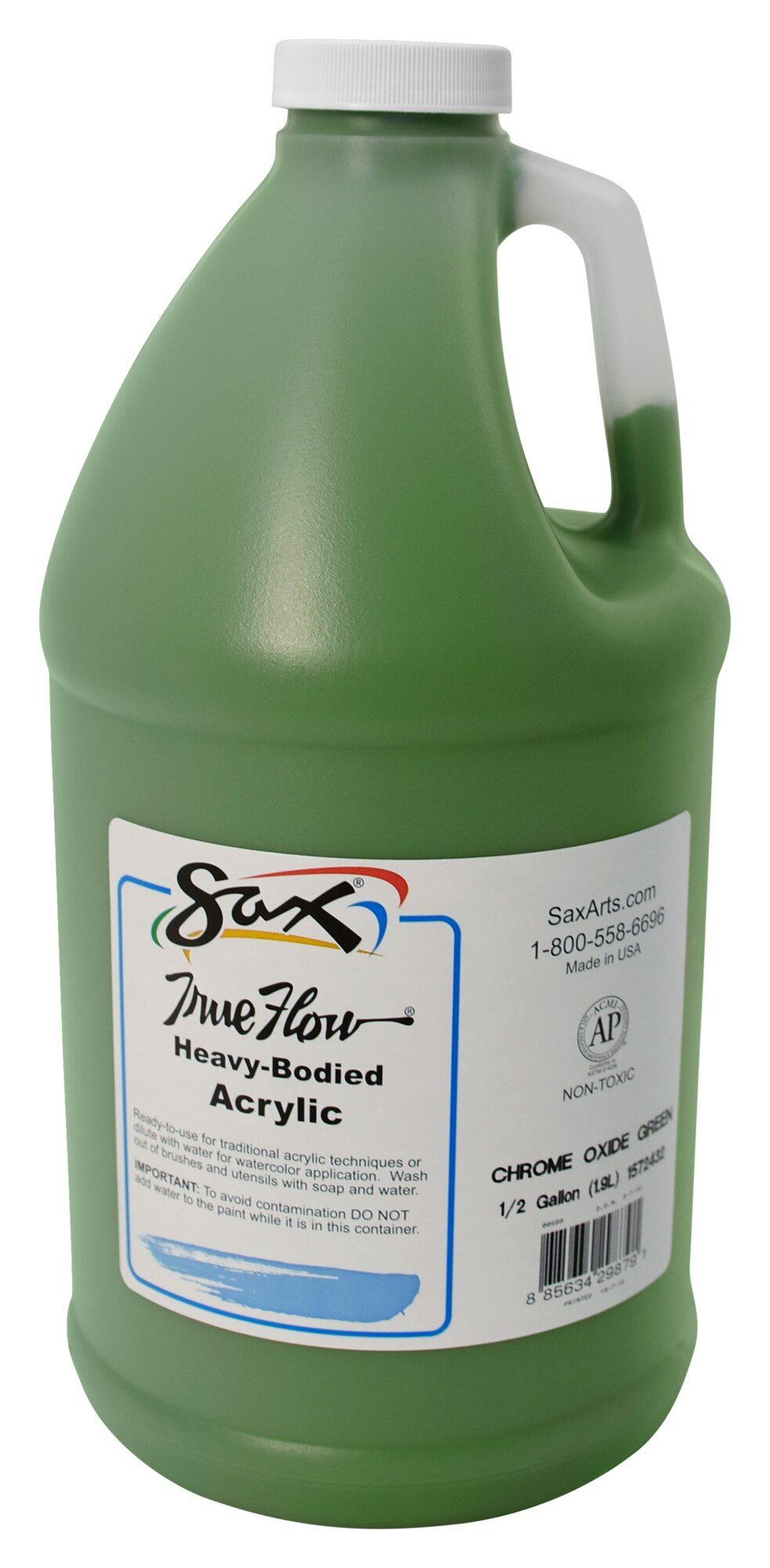 Sax True Flow Heavy Body Acrylic Paint, Chrome Oxide Green, Half Gallon ...