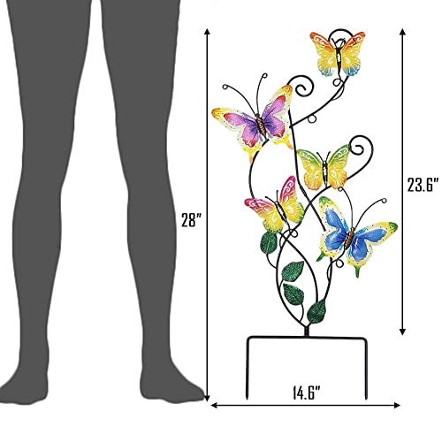 28 Inch Butterfly Garden Stake Decor Metal Wall Art Decoration, Mothers Day Ideal Gifts for Mom, Yard Outdoor Ornaments