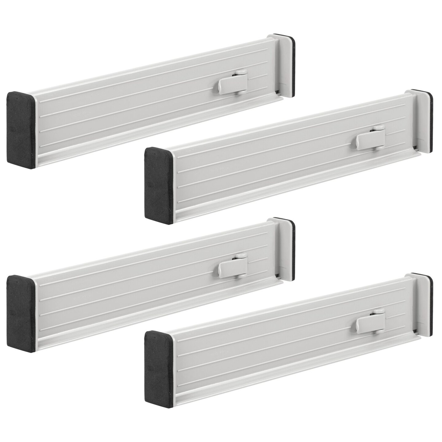 mDesign Expandable Kitchen Drawer Divider with Foam Ends - 4 Pack