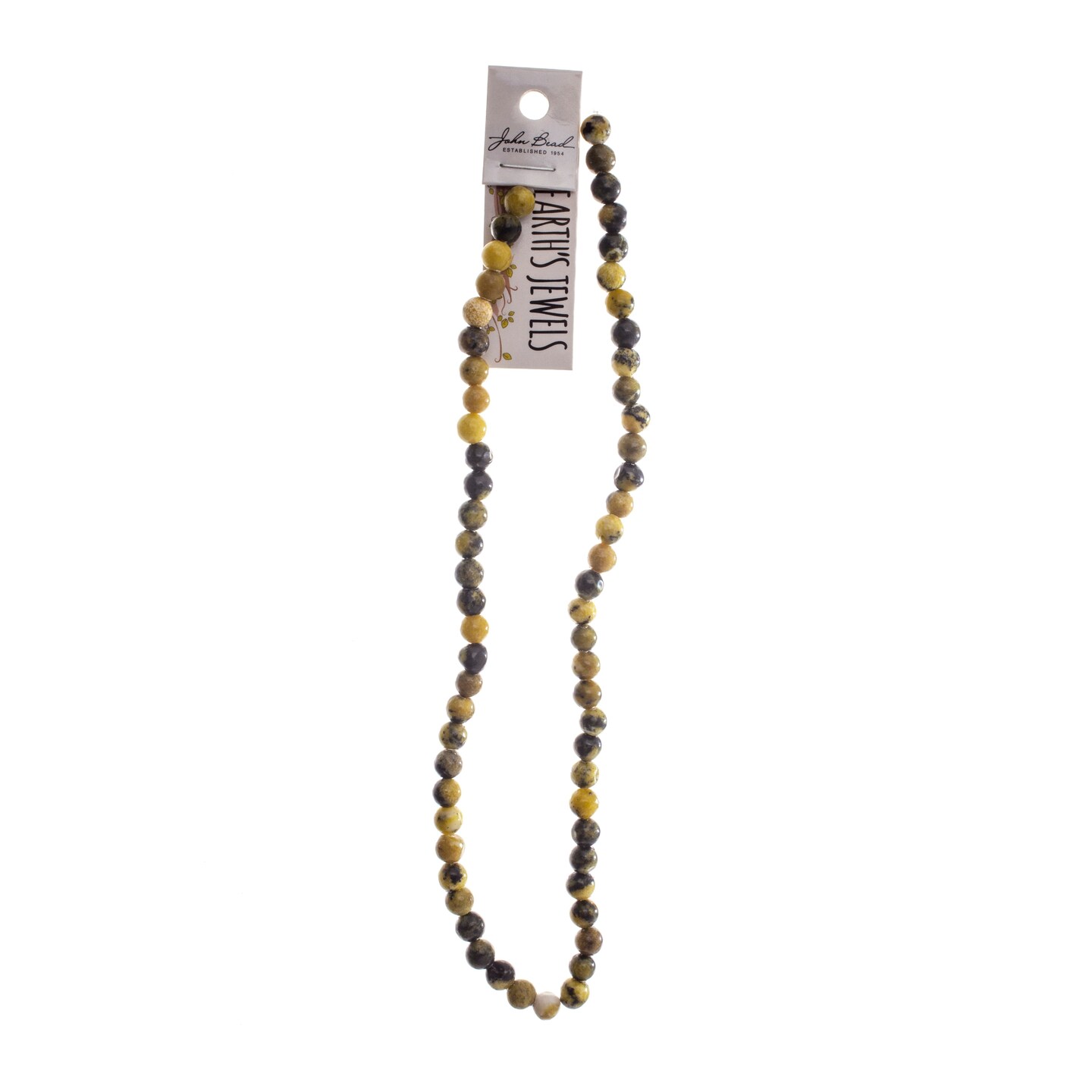 Earth's Jewel Semi-Precious 6mm Yellow Green Howlite Natural Round Strung Bead