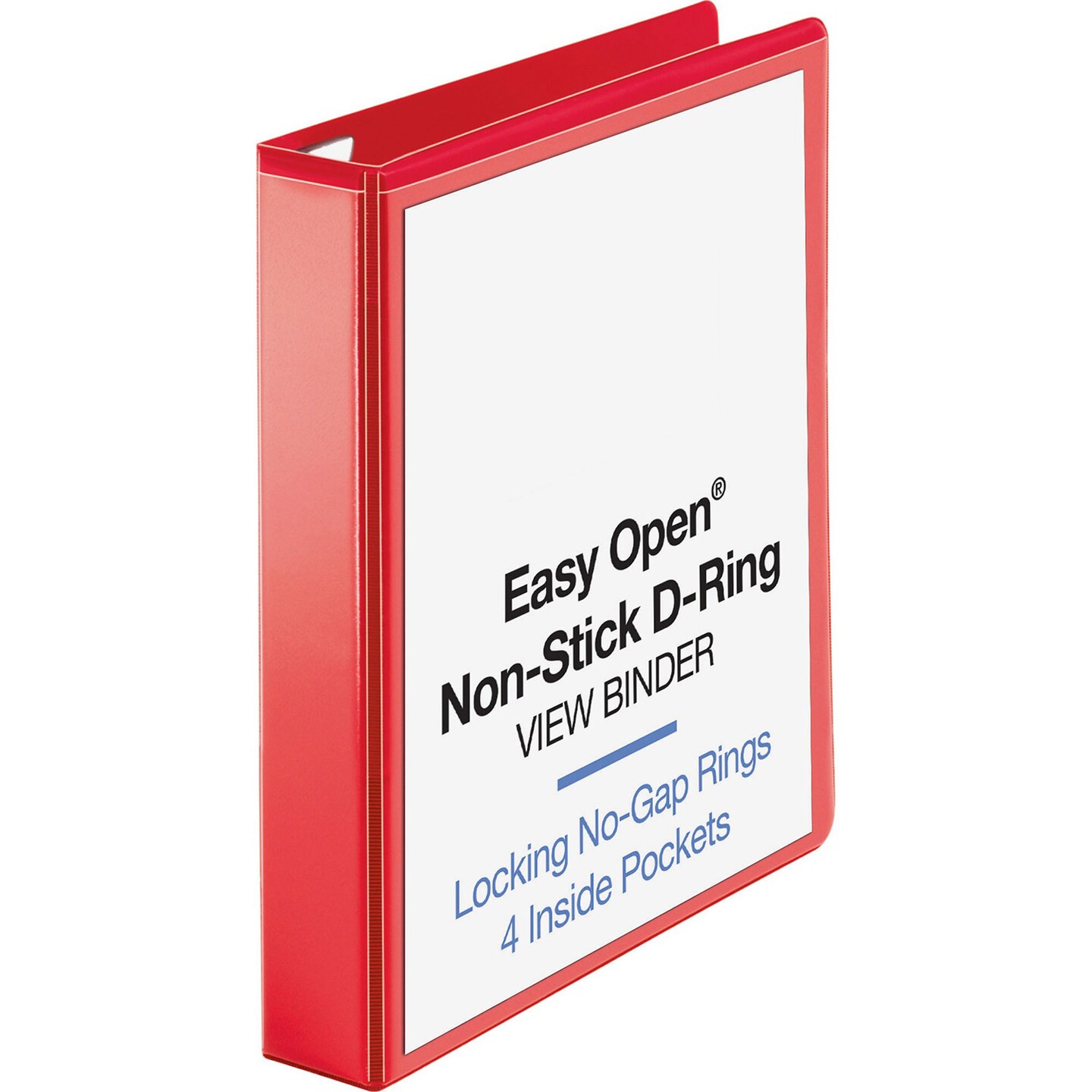 Business Source View Binder, D-ring, 1-1/2&#x22; Capacity, 8-1/2&#x22;x11&#x22;, Red